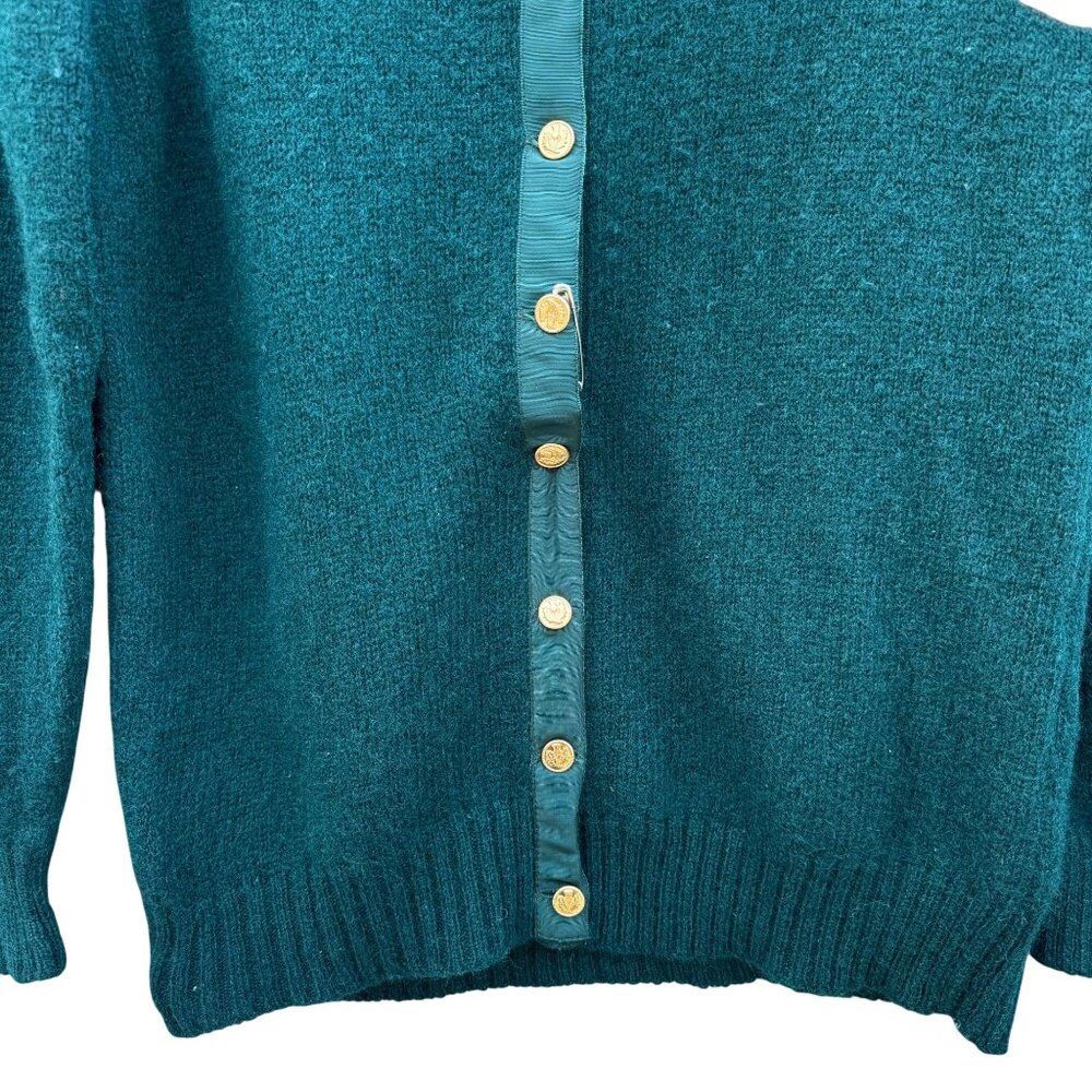 Braemar Vintage Womens Green‎ Wool Knit Shetland Cardigan Sweater Button Defects - Picture 13 of 14